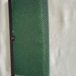 Bebe green beaded metalic green clutch VINTAGE